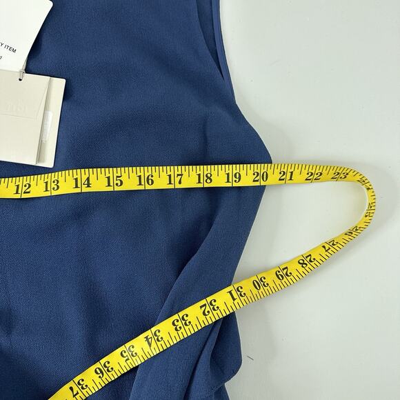 Tibi Dress Womens 8 Blue Navy Dot Tie Waist Square Neck Costal Beach - Picture 12 of 15